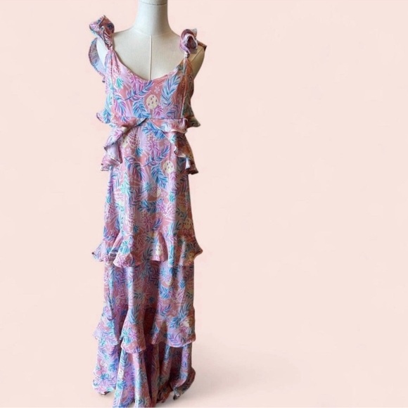 Simply Southern Tropical Pink and Blue Maxi Dress with Pineapples New with Tags - Picture 2 of 7